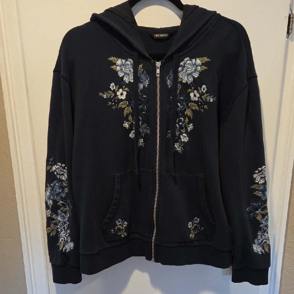 Driftwood Jeans Embroidered Hoodie - Blue Bell Fleur M